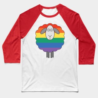 Rainbow Pride Flag Patterned Sheep Baseball T-Shirt